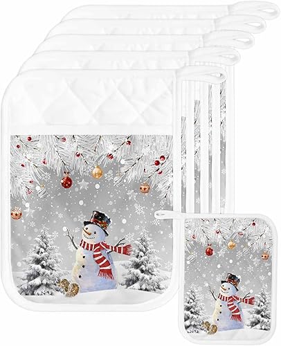 Miniatura 40 de Watercolor Flower 5Pcs Pot Holders for Kitchen,Non Slip & Heat Insulation Terry Cloth Potholder Set with Pocket,Thick Hot Pad Oven Mitts Trivet