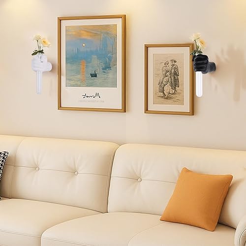 Miniatura 6 de 2 piezas de esculturas de pared, florero de manos para decoración del hogar, escultura artística de montaje en pared, estatua de arte de pared