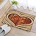 Produktbild Rutschfeste Badematte 45x75cmWestern, Herzfigur mit aufgerolltem Seil auf Holzbohlen Love Incription Romance Theme Dekorativ, Creme Caramel,,Badteppich auswaschbar Mikrofaser Teppich für Badezimmer