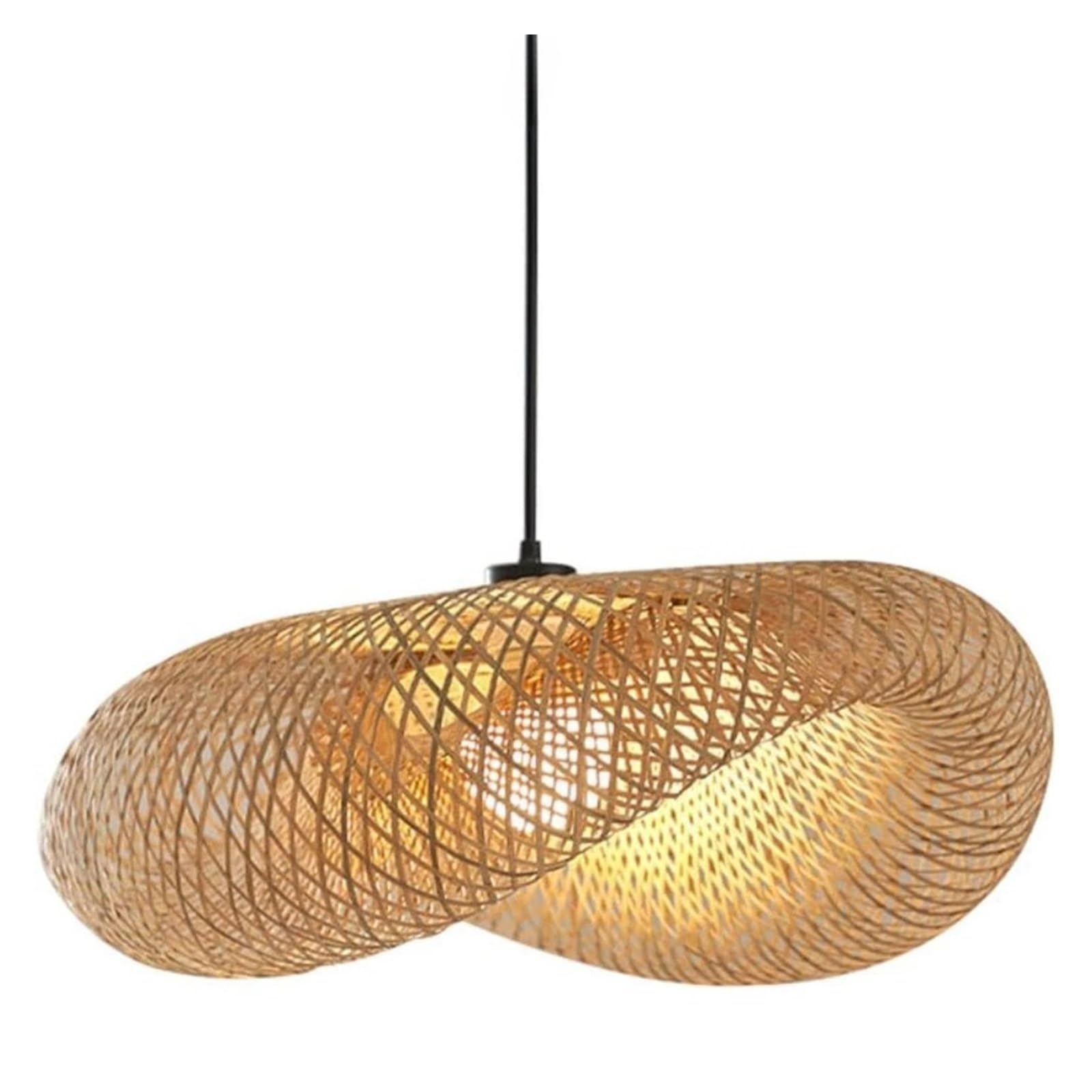 Rattan Lampshade 40/50/60cm Wicker Woven Pendant Lights Shades Natural Chandeliers(3000K,60cm)
