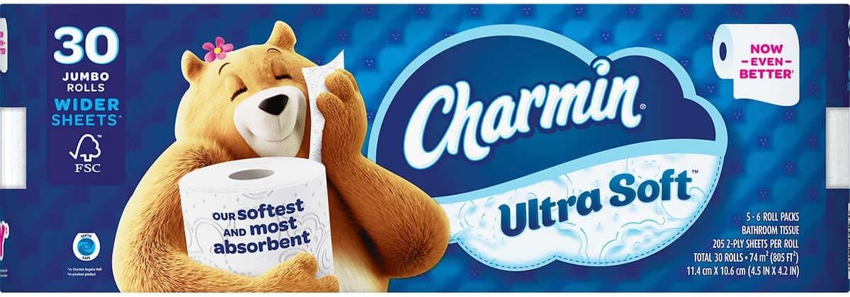 Charmin Ultra Soft Bath Tissue, Jumbo Roll, 2-Ply, 4.5" x 4.2", 205 Sheet, 30 Ct