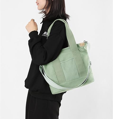 Miniatura 6 de Small Tote Bag with Zipper Large Tote Bag for Women,Canvas Crossbody Shoulder Bag Satchel Hobo Messenger Bag with Pockets