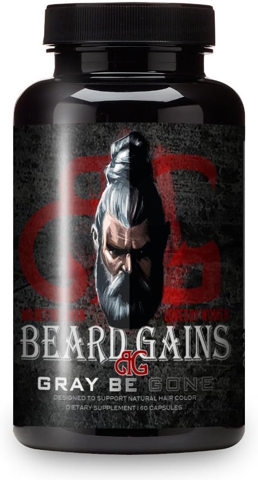 BEARD GAINS No More Gray Beard Hairs Vitamin, Stop