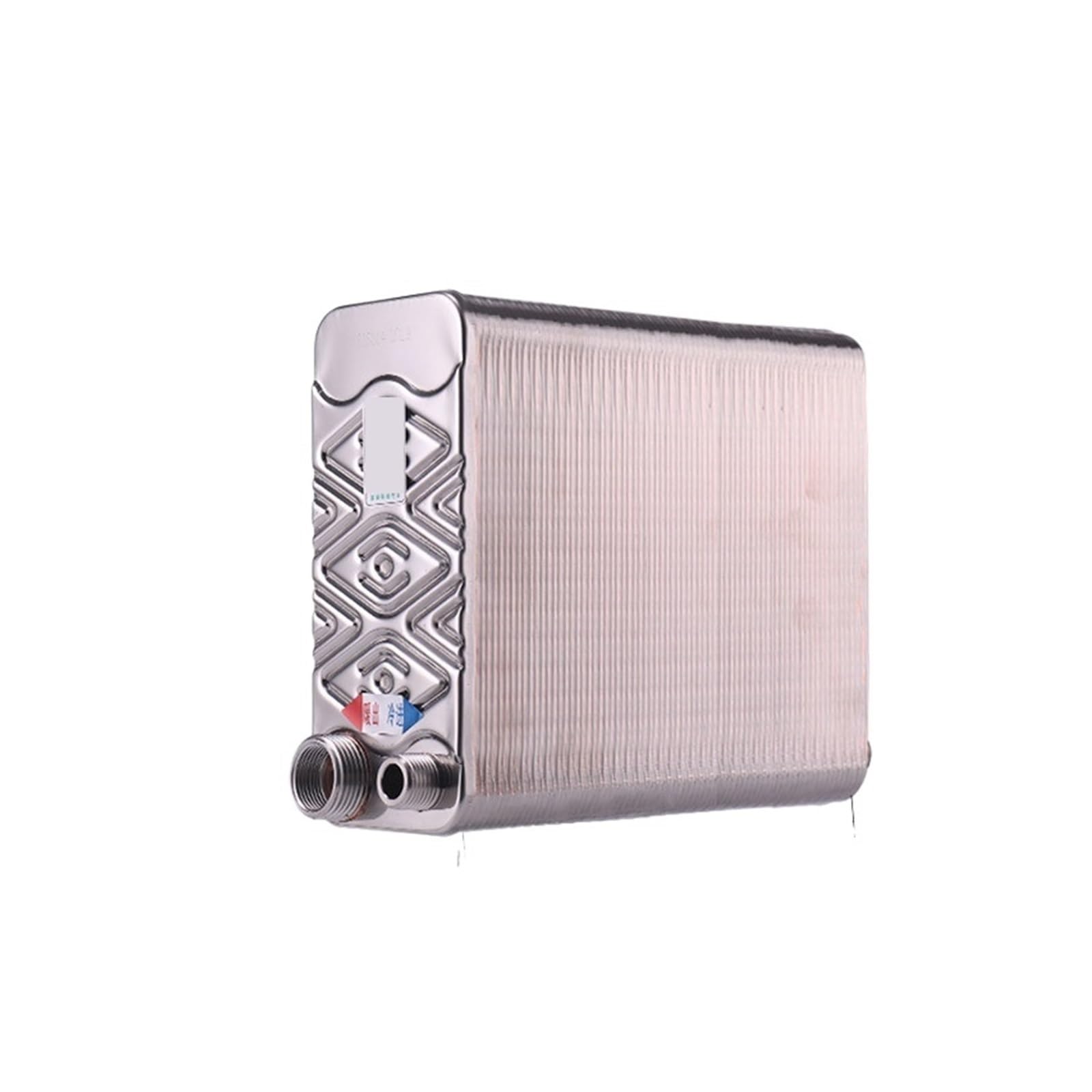 Zxzzas Different Side Heat Exchanger, 100 Plates Stainless Steel Heat Exchanger Brazed Plate Type Water Heater Sus304(Different Side)