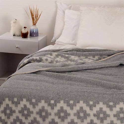 Miniatura 60 de Manta gruesa de lana de alpaca pesada para acampar al aire libre en interiores, mantas suaves de lana de alpaca peruana que vienen en diseño étnico