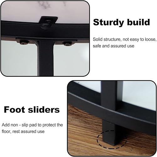 Miniatura 6 de AT-VALY Mesa de centro redonda de 31.5 pulgadas con estante abierto de almacenamiento, parte superior de madera, marco de metal resistente, para