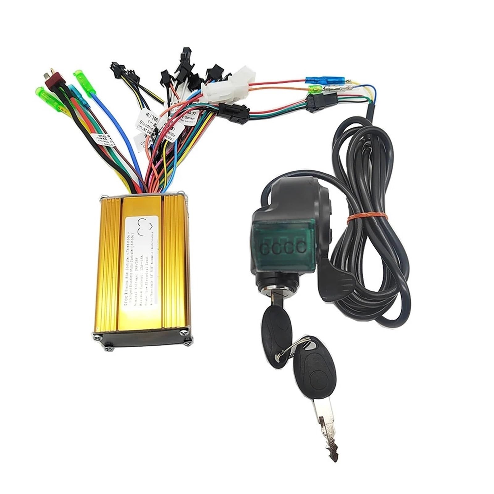 Sterownik bezszczotkowy do roweru elektrycznego, skutera, 24 V, 36 V, 48 V, 350 W, 12 A, 15 A, 18 A, z przepustnicą obrotową (36 V 350 W złoty)