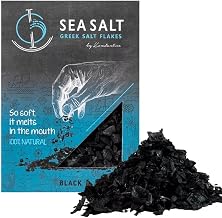 Greek Salt Flakes Black Sea Salt Flakes 200g - Crunchy Pyramid Crystals, Gourmet Finishing Salt for Meat, Fish, Vegetables, Eggs and Creative Dishes, Black