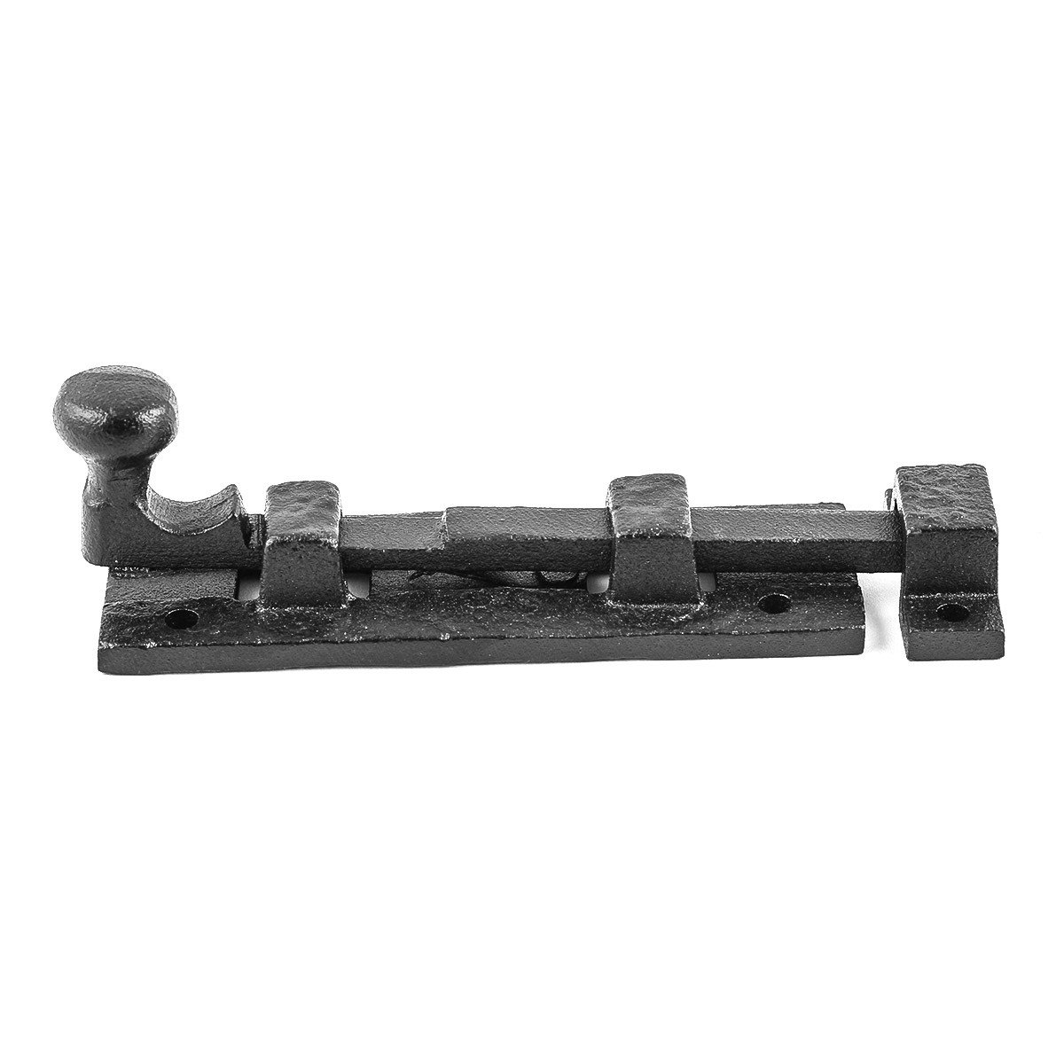 Renovators Supply Manufacturing Slide Bolt Door Lock Latch 4" Black Wrought Iron Sliding Bolt Gate Latch for Cabinet Doors with Mounting Hardware Pack of 10
