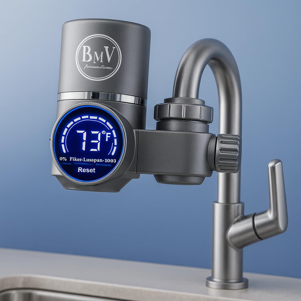 BMV Faucet Water Filter with LED Temperature Display, Multi-Stage Filtration, Improves Taste & Freshness, Easy Installation, Kitchen Tap Filter System