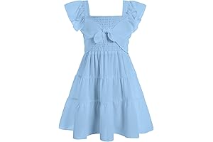Adorable and Elegant: 5-12T Girls Dress for Kids Square Neck Flutter Dresses Summer Dressy Frocks
