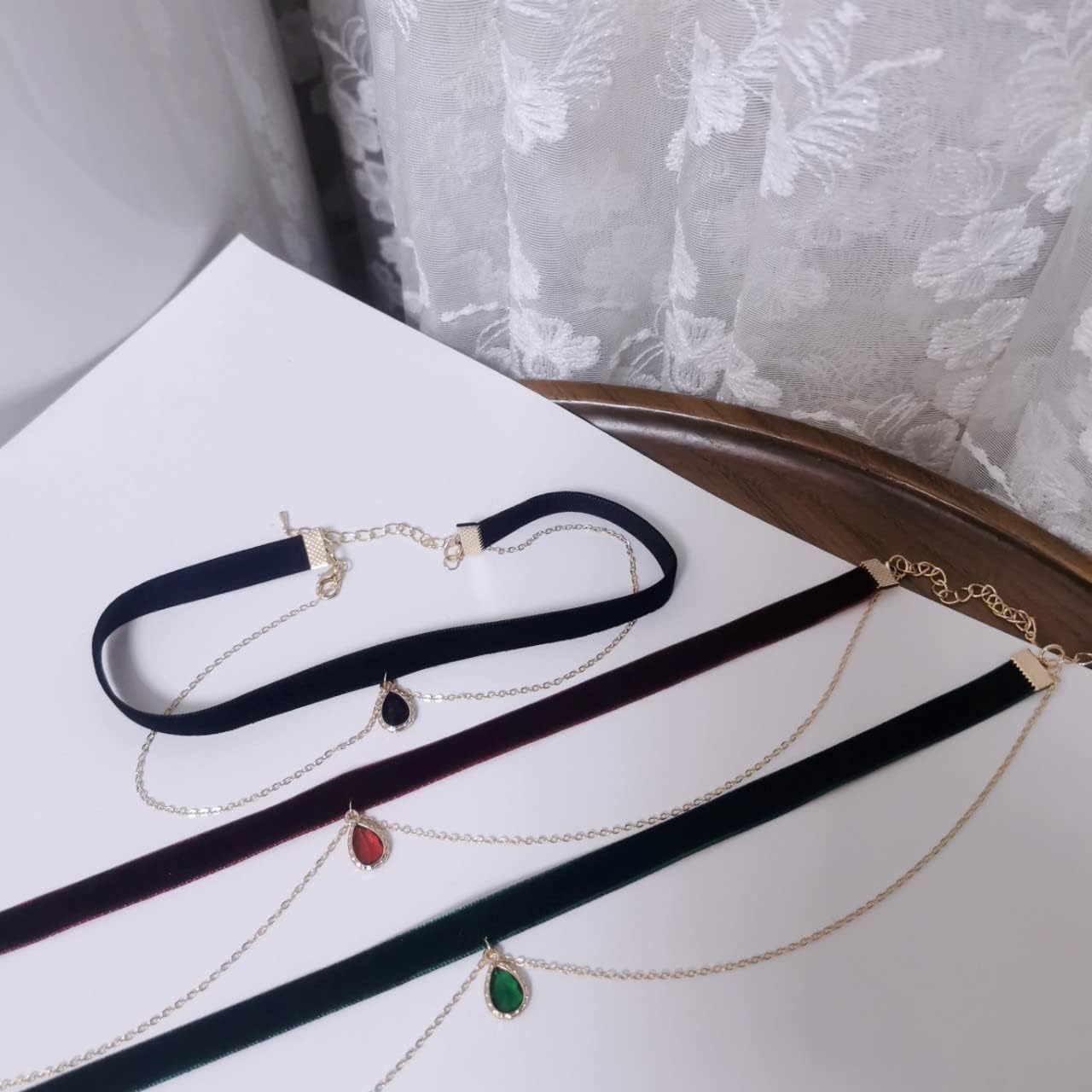 Fuqimanman2020 Black Teardrop Velvet Choker Necklace for Women Layered Gothic Choker Victorian Necklace Aesthetic Vampire Necklaces for Womens - Image 2