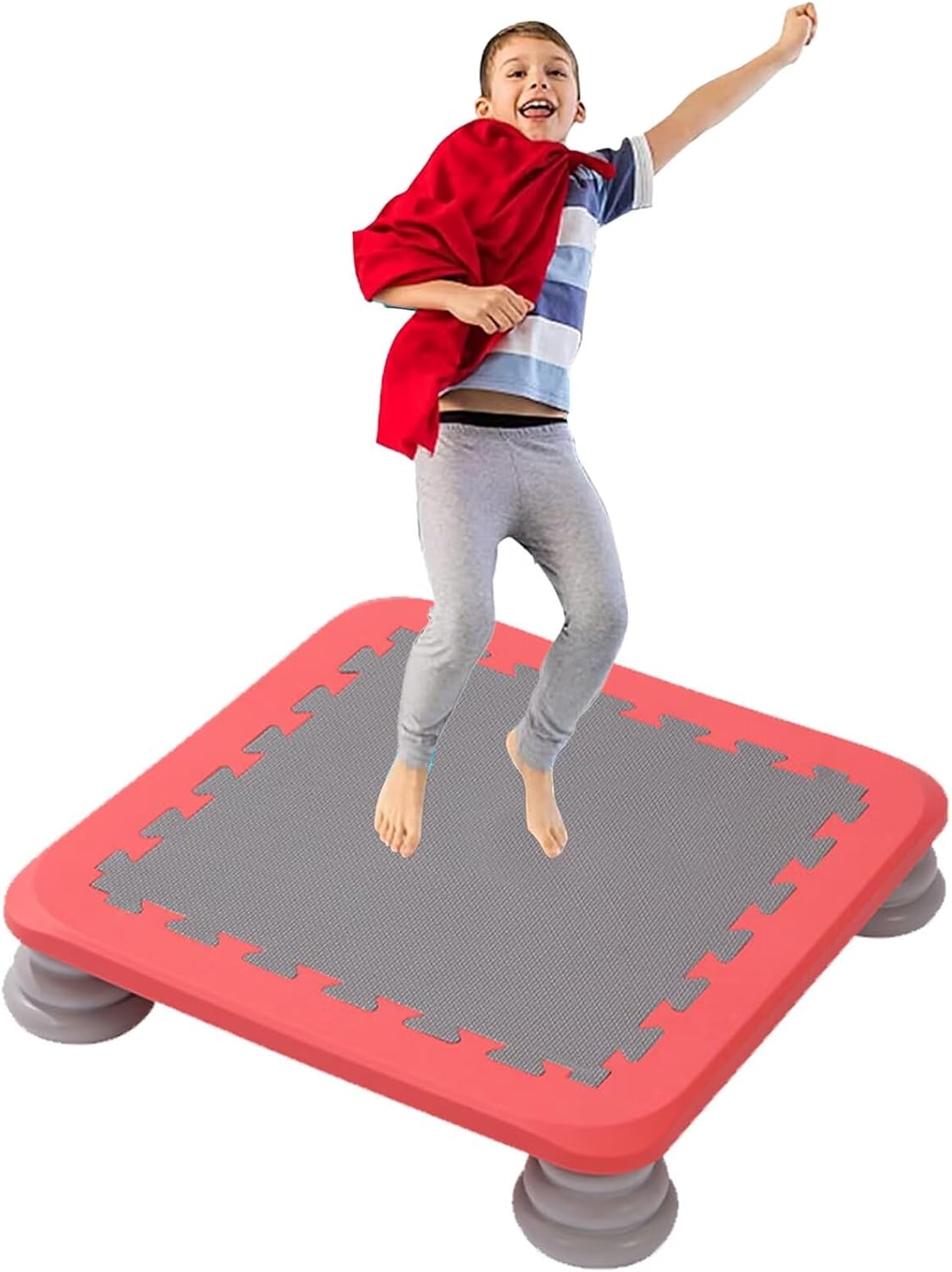 Mini Trampoline for Kids, 25 Inch Sensory Trampoline for Autism Kids Indoor, Square Rebounds Bounce Board with Non-Slip Base, Toddlers Jump Toy Recreational for Boys Girls 3-12 Ages, Blue C