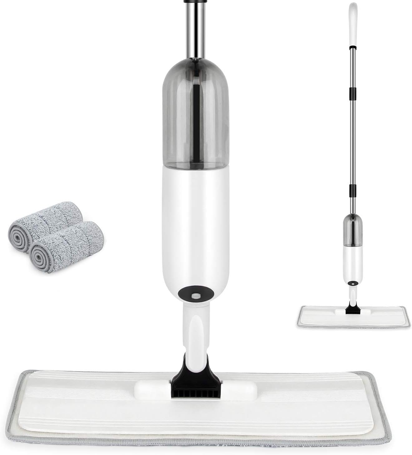 ASOGO Spray Mop for Floor Cleaning, Microfiber Mop with a Refillable Bottle and 2 Washable Pads, Hardwood Floor Mop for Home Kitchen Hardwood Laminate Wood Ceramic Tiles Floor Cleaning (White)