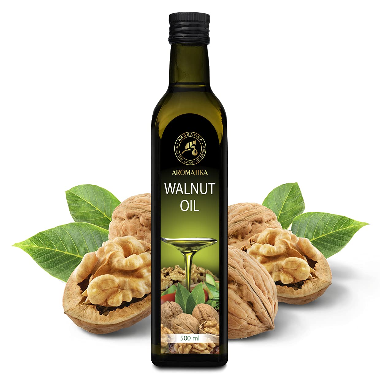 Olio di Noci Alimentare 500ml - Vegano Puro Vergine Crudo Spremuto a Freddo - Noci per Cucinare - Insalata e Condimenti - Usare a Crudo