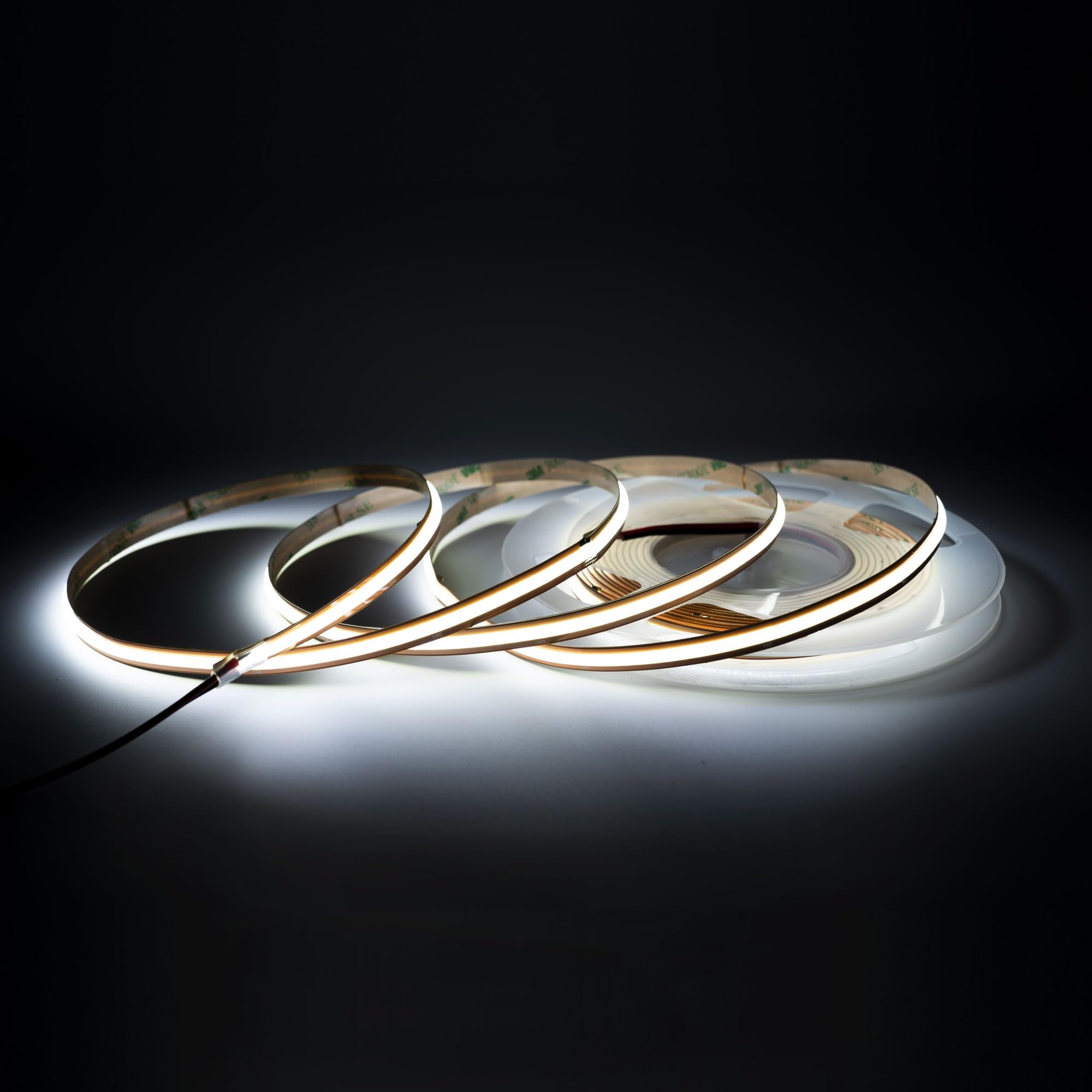 ZIGNITO COB LED Strip: Cut Anywhere, 8mm Wide, 1100 Lumens/m, 24V, Quick Connectors - Perfect for Cabinets, Wardrobes, Direct Lighting - Warm/Day White Options. (Day White 4000k, 5m)