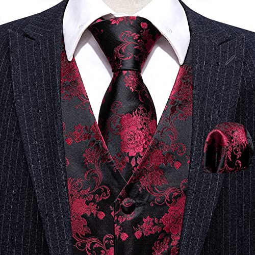 Image of Barry.Wang Men's Suit Vest Formal /Leisure Paisley Jacquard Silk Tie Pocket Square Waistcoat Set Wedding 5PCS