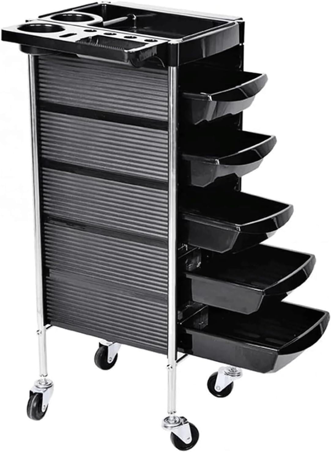 SSDDLZEQ Mobile Salon Station, Salon Trolley Metal Frame Salon Rolling Cart 5-tray Trolley Cart With Casters Salon Cart For Beauty And Barber Storage Cart