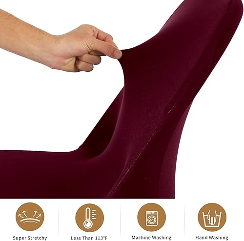 Miniatura 3 de ManMengJi Fundas para sillas plegables de elastano, 12 unidades, color burdeos, fundas universales ajustables para sillas para bodas, fiestas,