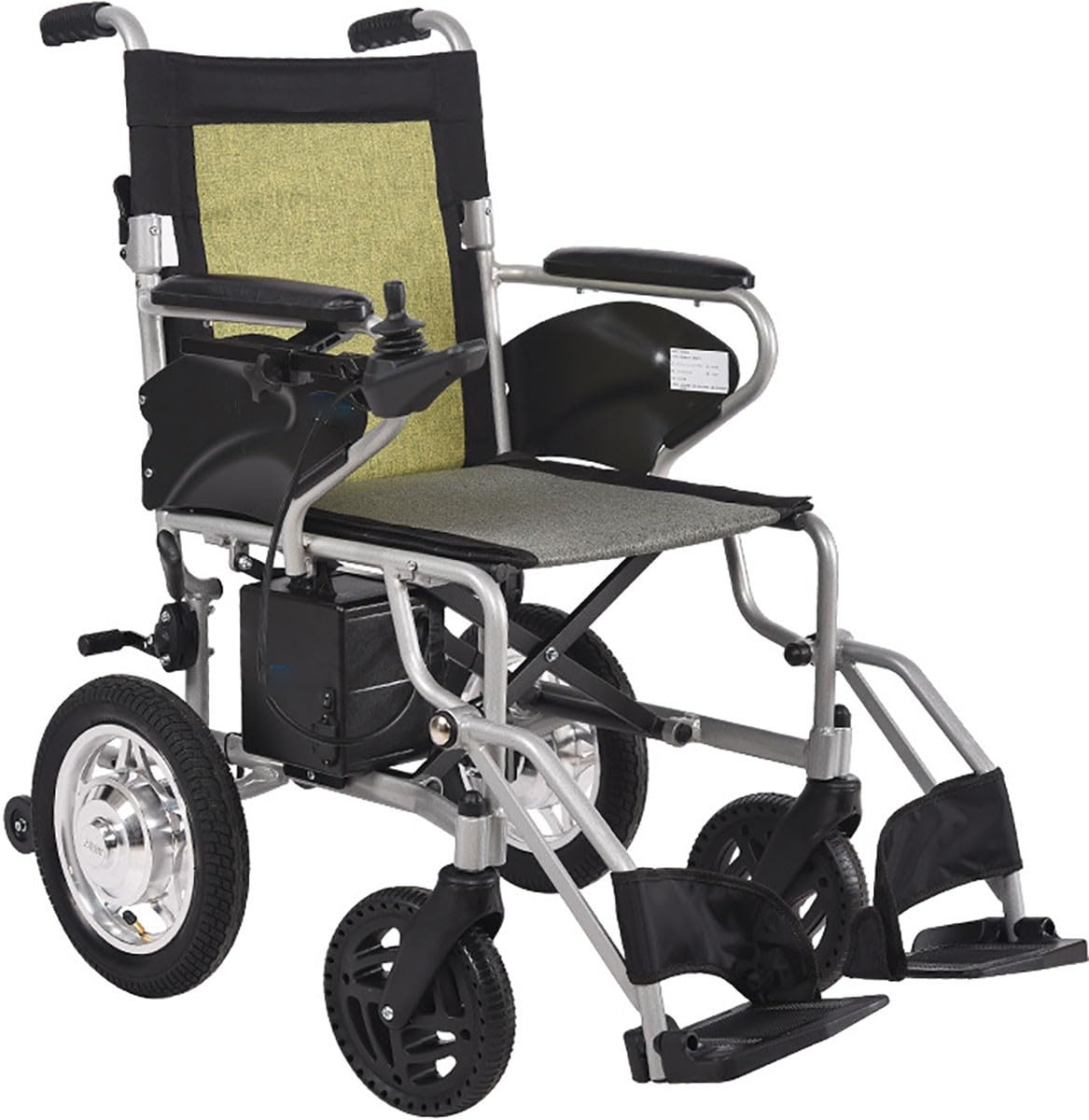 Silla de ruedas eléctrica plegable y ligera, silla de ruedas de transporte 2 en 1, ayuda para caminar con ruedas y reposapiés abatible extraíble, tamaño de viaje, silla de ruedas eléctrica plegable