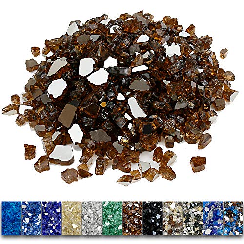 Grisun Copper Fire Glass for Fire Pit, 1/2 Inch High Luster Reflective Tempered