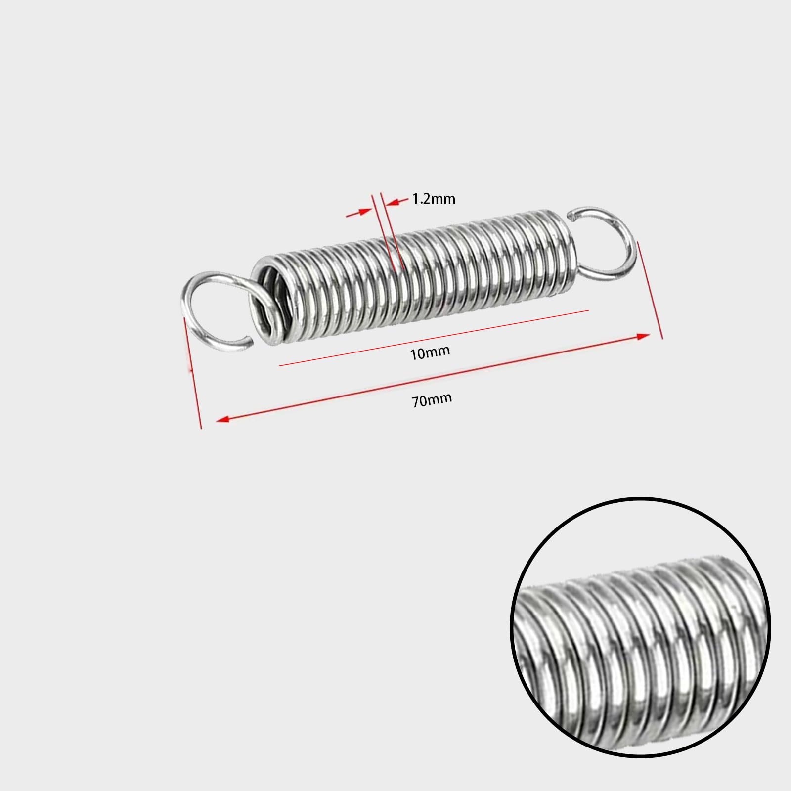2PCS Extended Compressed Springs,Double Hook Tension Spring 70MM,Stainless Steel Dual Hook Torsion Spring,Tension Spring for Machinery,Furniture - Image 2