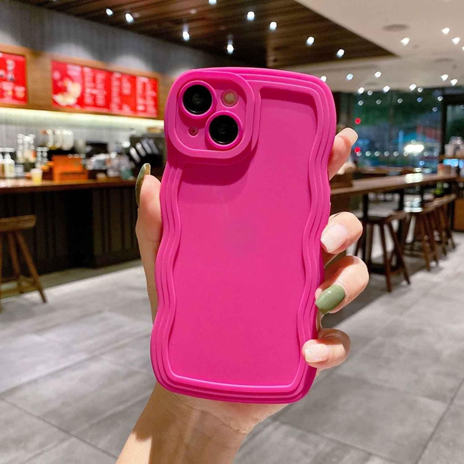 KC Back Cover for Apple iPhone 15 Plus - Curly Wave Shape Shockproof Bumper Soft Silicone Case with Camera Protection (Pink) (B0CKVR1YJR) Amazon Price History, Amazon Price Tracker