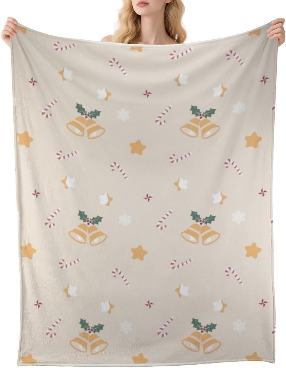 Bell Holiday Print Car Seat Blankets for Toddlers Double-Sided Flannel Warmer, Suitable for Yoga, Autumn, Picnic, 50 X 60 Inches, Girlfriend & Boys Blankets Bed 50 × 60 inch - Image 1 of 7