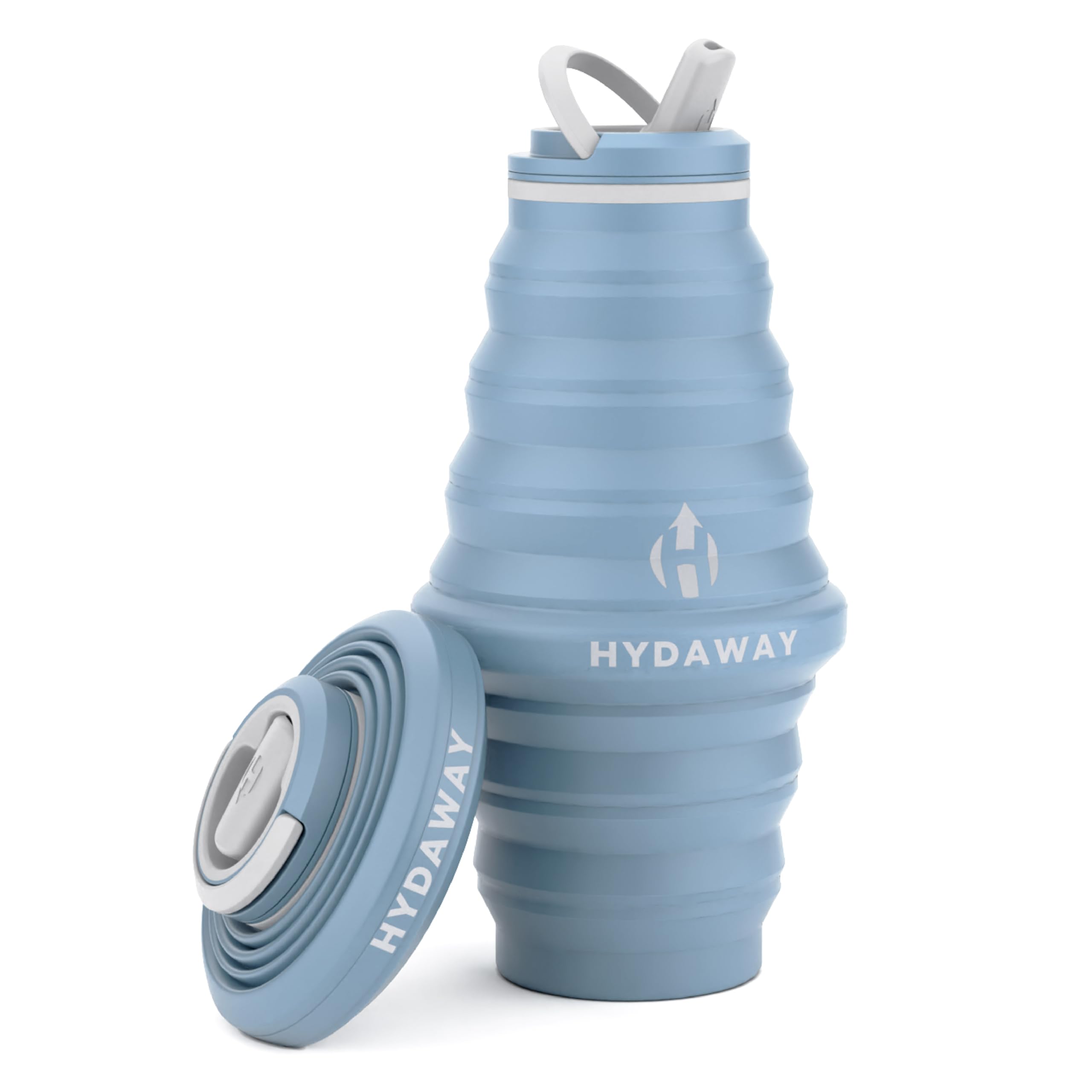 HYDAWAY | zusammenklappbare Wasserflasche mit Auslaufdeckel| ultra-packbar und reisefreundlich | aus lebensmittelechtem Silikon | 750 ml | Design mit großer Kapazität. Flach zusammenklappbar für Handgepäck, Tagesrucksäcke, Wanderrucksäcke. Auslaufsicher,