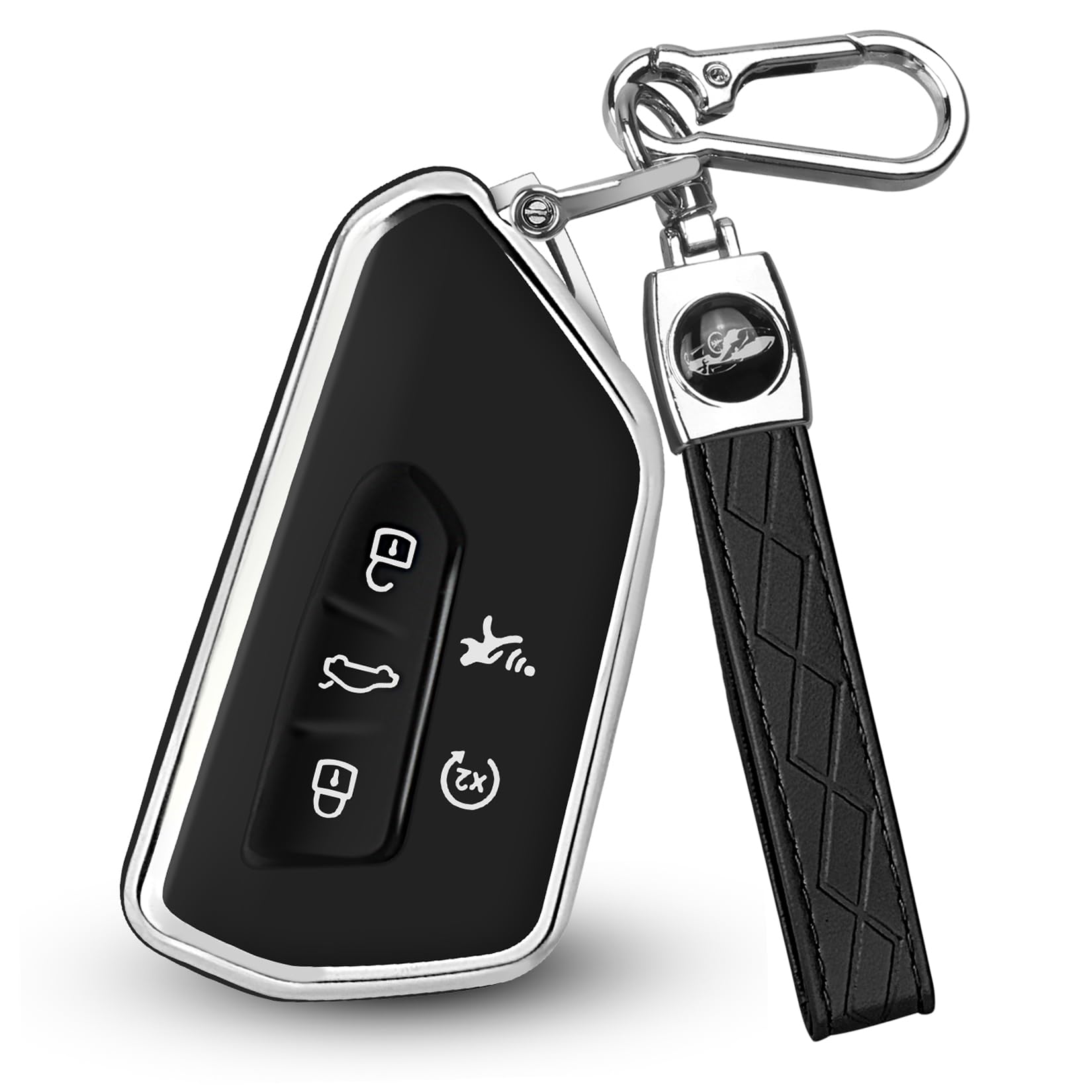 Key Fob Cover for Volkswagen,Soft TPU Full Protection Case Compatibale With VW Golf GTI Atlas Skoda Octavia ID3 ID4 MK8 (Black, 5 Buttons)