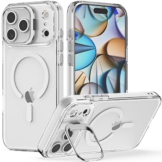 Nvollnoe for iPhone 17 Pro Max Case Compatible with MagSafe Military Grade Shockproof Heavy Duty Protective Adjustable Kickstand Matte Semi Clear Phone Case for iPhone 17 Pro Max(Clear) - Amazon product rated Grade A