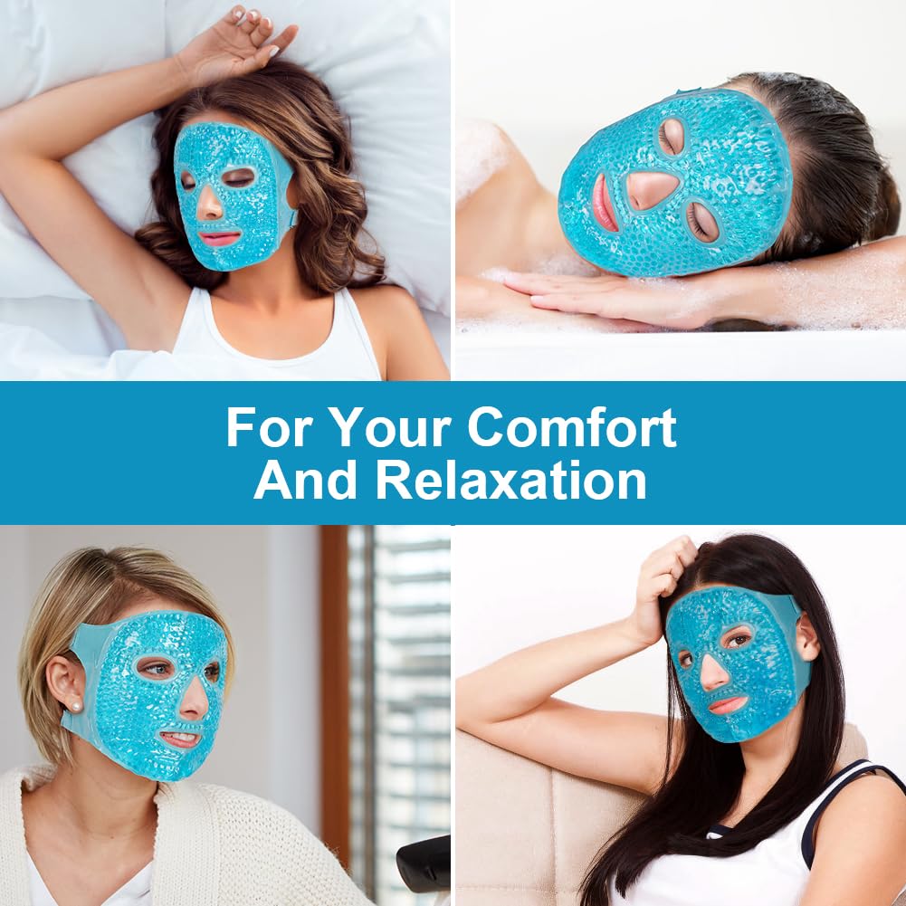 ACWOO Maschera Rinfrescante per Il Viso, Maschera per Occhi Riutilizzabile, Maschera Caldo Freddo per Occhi Gonfi, Occhi Stanchi, Mal Di Testa, Hangover, Emicrania (Blu)
