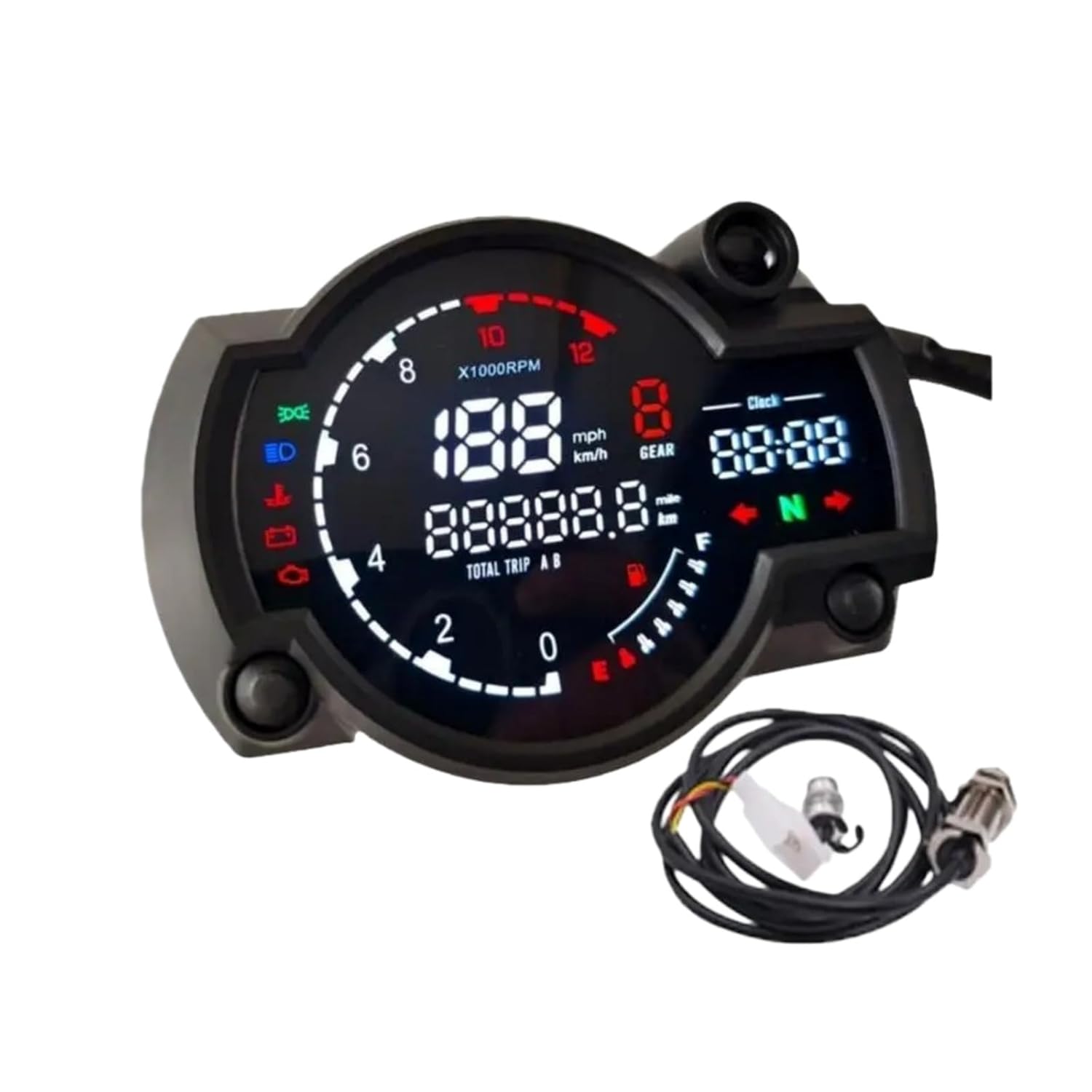 Motorcycle Speedometer Tachometer ABS Digital Motorcycle 12V Universal Speedometer Instrument Cluster Meter Gauge Tachometer Odometer