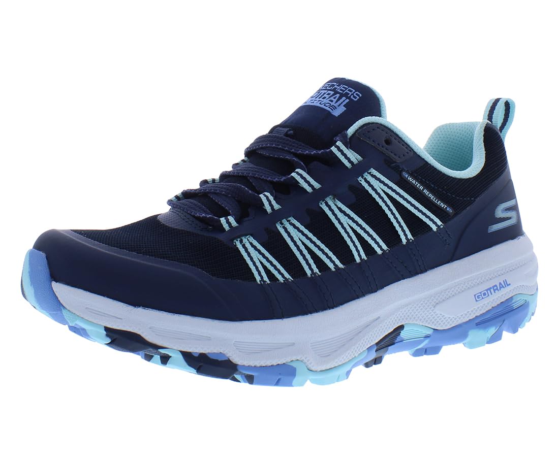 Skechers Go Run Trail Altitude Reaction Womens Shoes Size 5, Color: Navy/Aqua-Blue