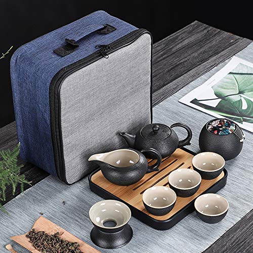 Minp 番茶器セット 急須 湯呑セット マルチ ティーセット 茶具セット 茶器 茶皿 茶器乾燥ティートレー 旅行ティーセットーカップシンプルな和風 陶器 ティーポット 中国茶器 茶器揃