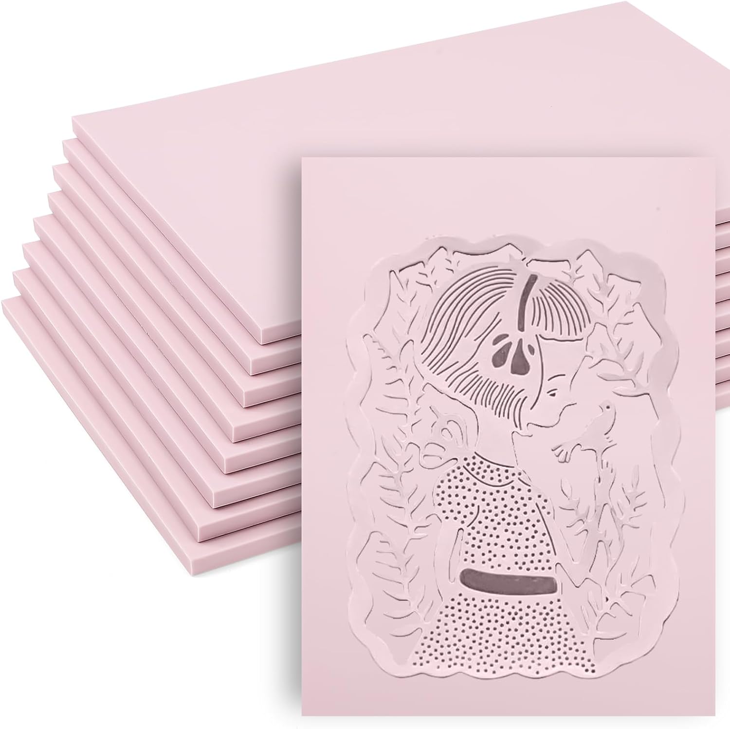 8 Pack 8"x6" Pale Pink Linoleum Blocks for Printmaking, Rubber Stamp Carving Blocks Linoleum Carving Tools for Stamp Maker Printmaking Supplies