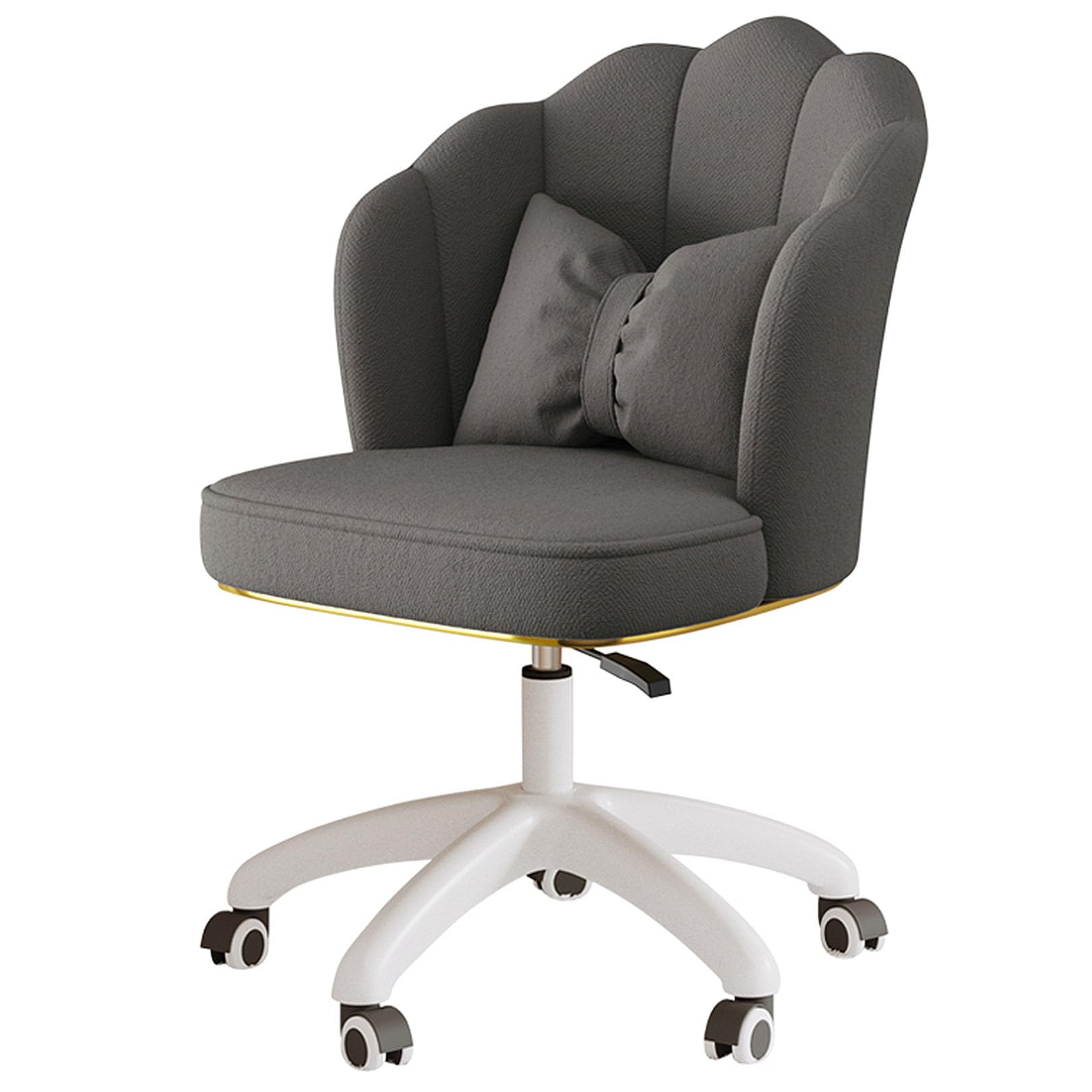 XIaoHESHop Office Ergonomic Computer Desk Mid-Back Height Adjustable Swivel Chair with Lumbar Support Vanity Velvet Task Chair for Small Space, Office, Bedroom