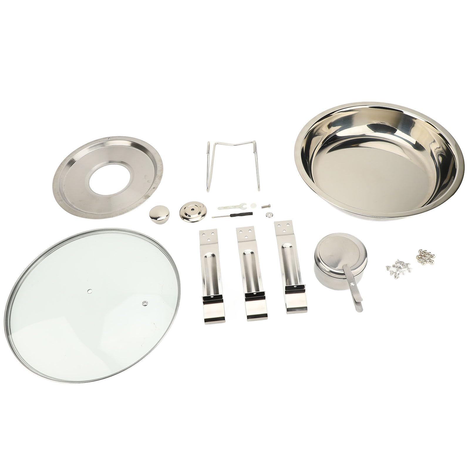 Detachable, Stainless Steel Buffet Server with Glass Lid for Keeping Food Warm, Elegant Mirror Finish, Premium Material (2pcs)