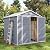 Aoxun 8 x 6 FT Outdoor Storage Shed with Window, Resin Shed with Floor & Lockable Doors, Garden Shed Waterproof Plastic Tool Shed with Sloped Roof for Backyard, Garden, Patio, Lawn, Grey