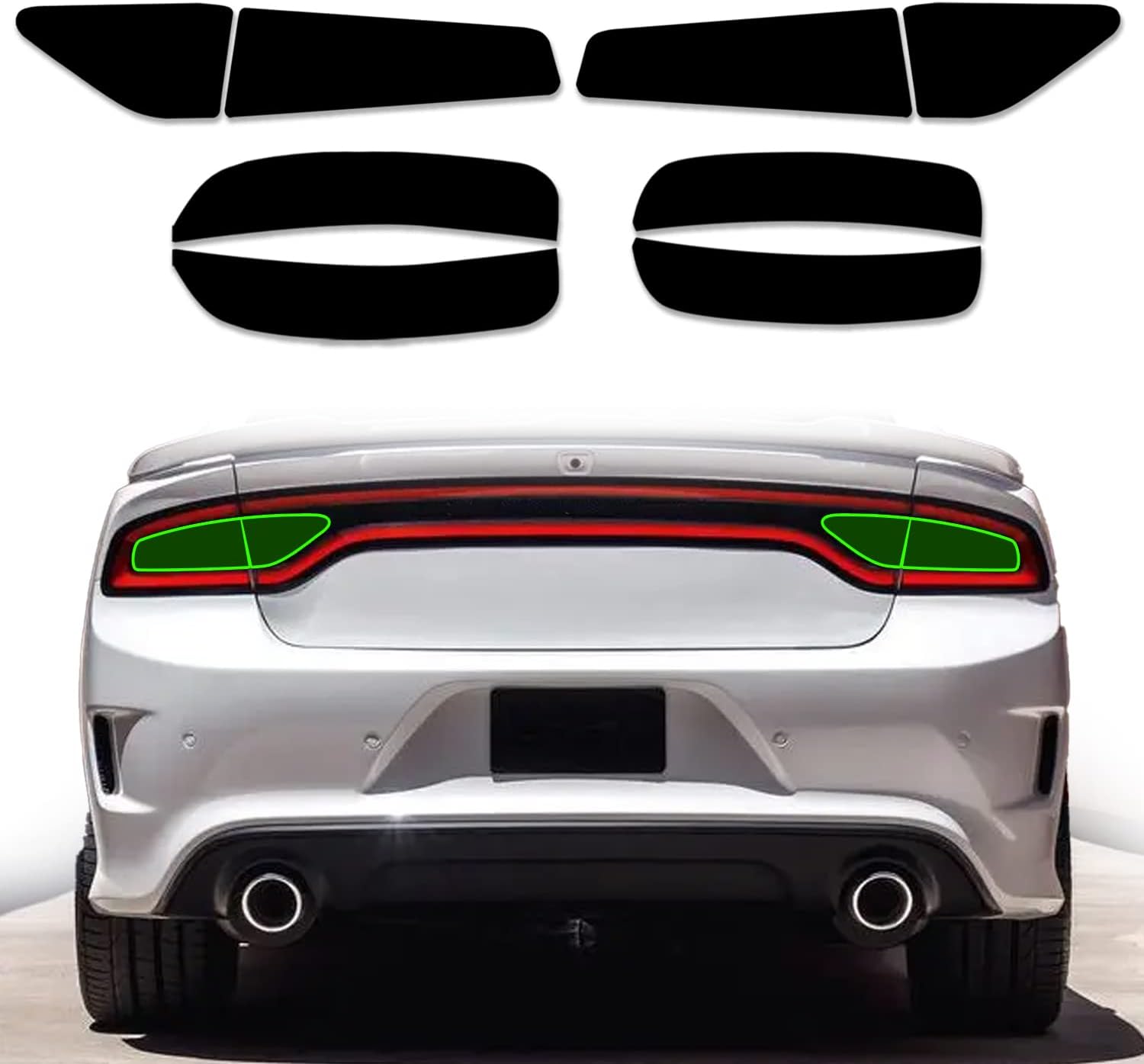 Matte Smoke Black Taillight Side Marker Light Wrap Cover Vinyl Decals Tint Kit Film Precut Overlays Stickers fit for Dodge Charger 2015-2021 Accessories (Glossy Black)