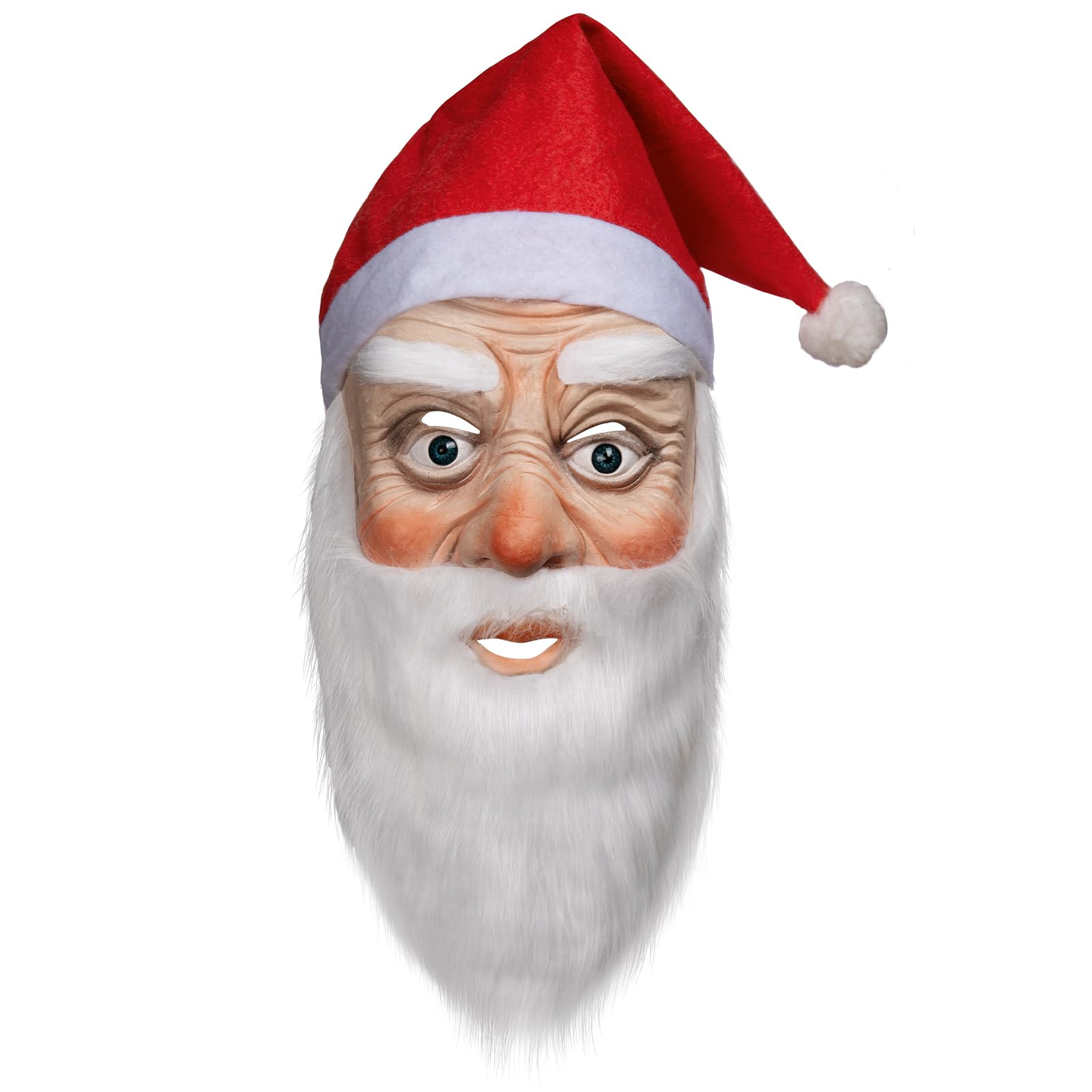 GalhanEhe Christmas Santa Mask,Santa Hat and Beard, Latex Santa Face Mask Cosplay Costume Accessories for Adult and Teenager