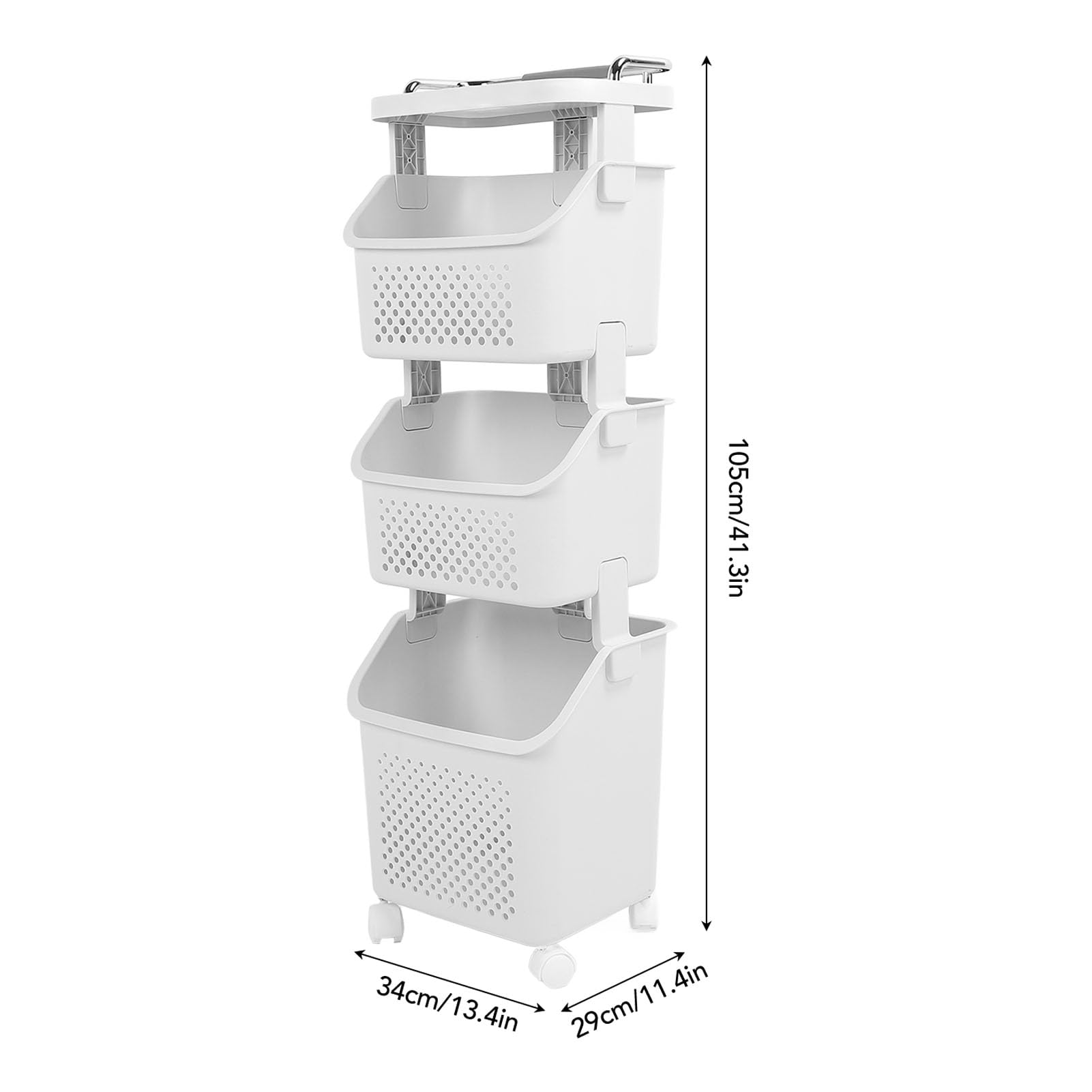 Rolling Laundry Hamper con 4 ruedas, cesta de almacenamiento de ropa multipropósito para casa, cocina, baño (3 nivel)