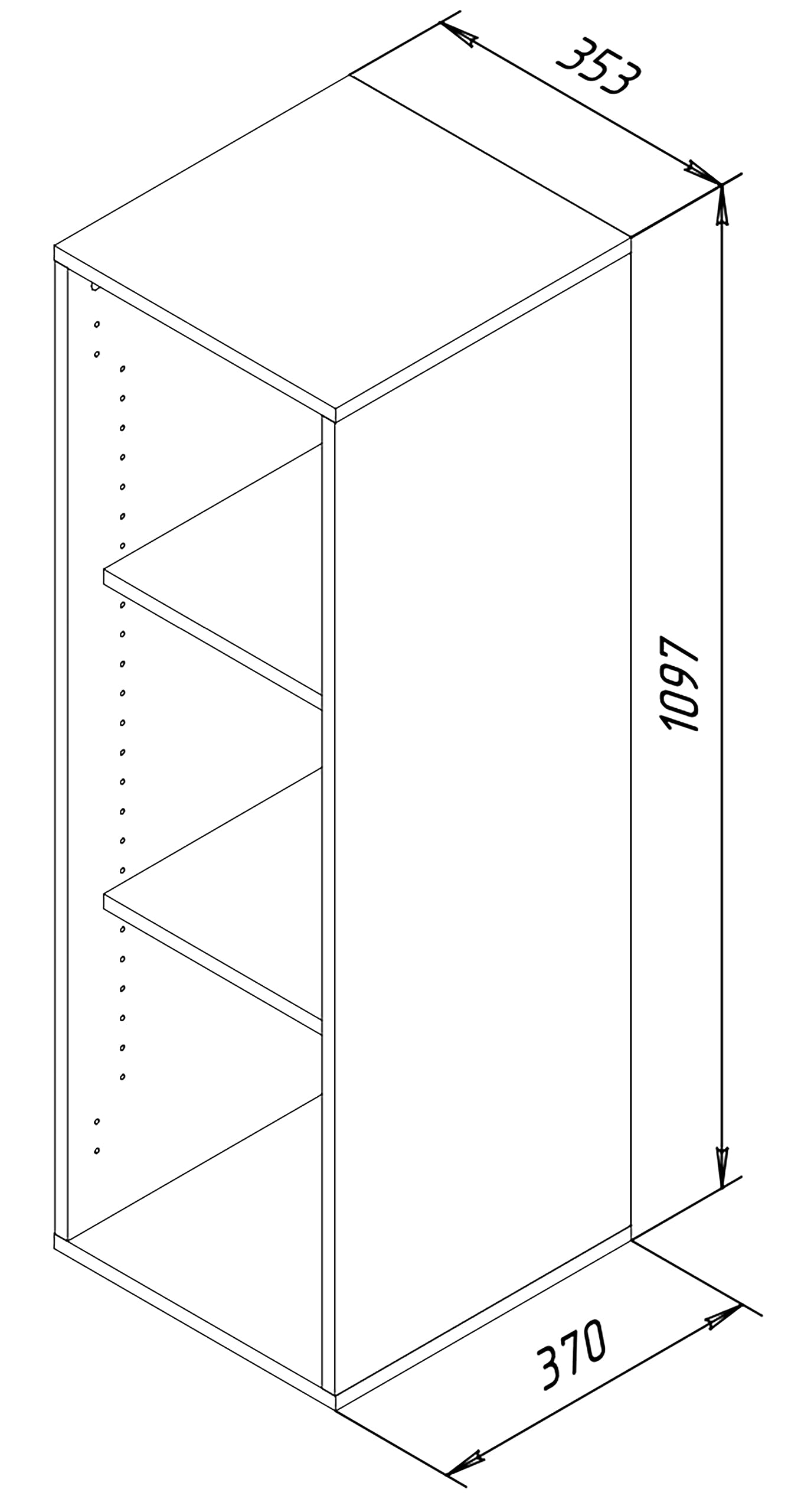 VCM Holzregal stehend | platzsparender Aktenschrank | Maße ca. H. 110 x B. 35 x T. 37 cm | Elegantes Regal | Büroregal – Lona I 3f Weiß