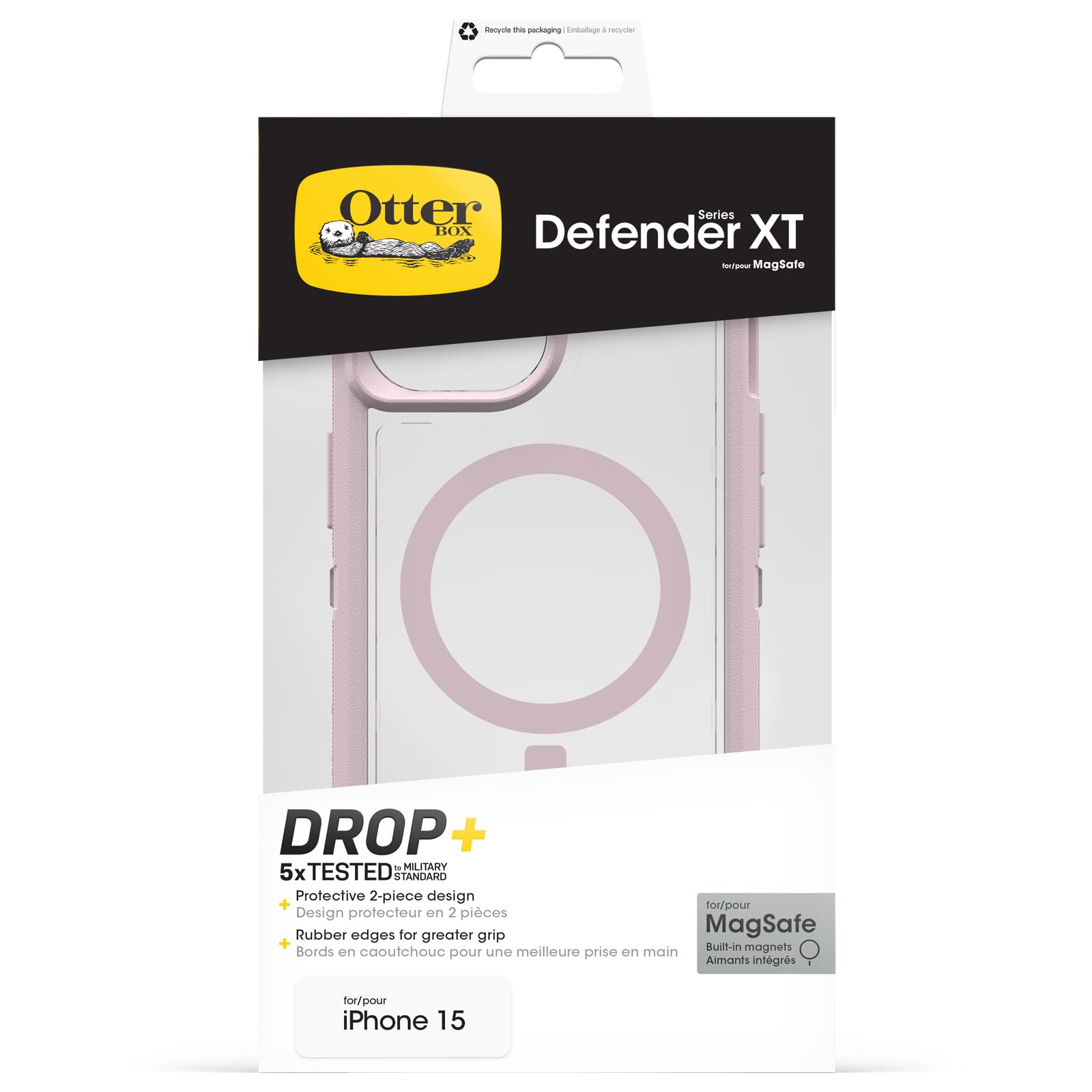 Otterbox Defender Series XT Clear MagSafe Funda para iPhone 17e, 16e, 15, 14, 13, Resistente a Golpes y caídas, Ultra-Rugerizada, Testada 7X con estándares Militares anticaídas, Transparente, Morado