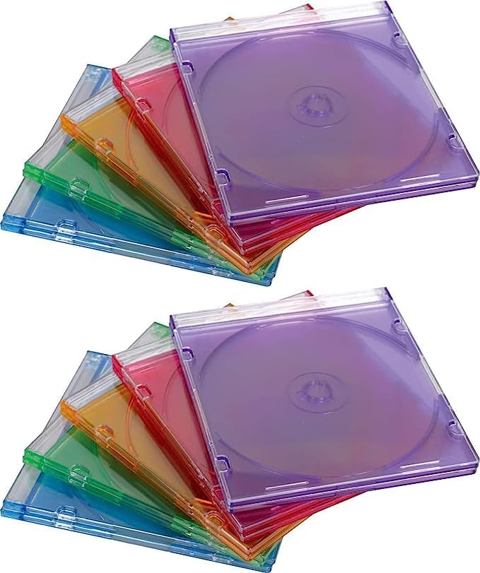 Premium Brand CD/DVD Jewel Case Slim Multicolored (Pack of 5)