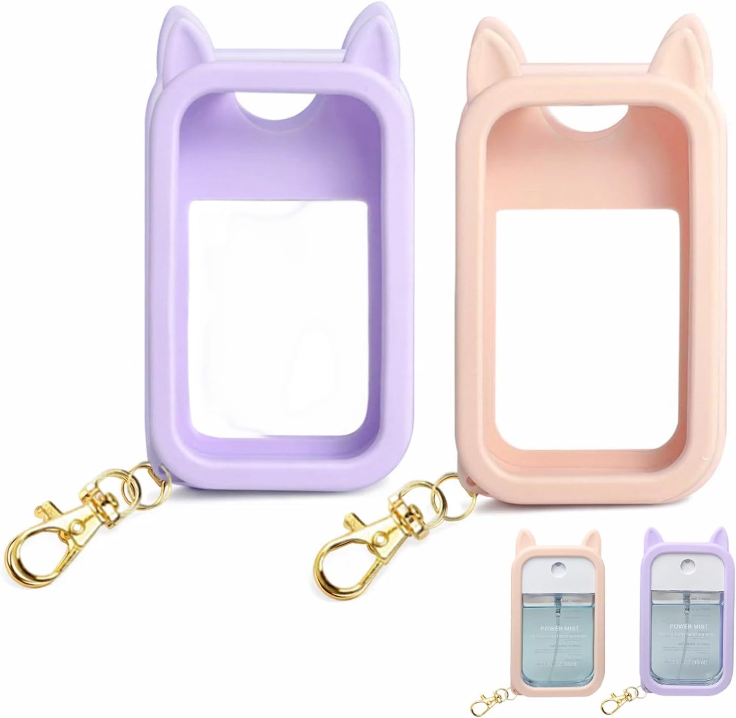 2 Pack Hand Sanitizer Case, Spray Hand Sanitiser Cover with Keychain for Travel, Portable Protection for Hand Sanitiser Spray