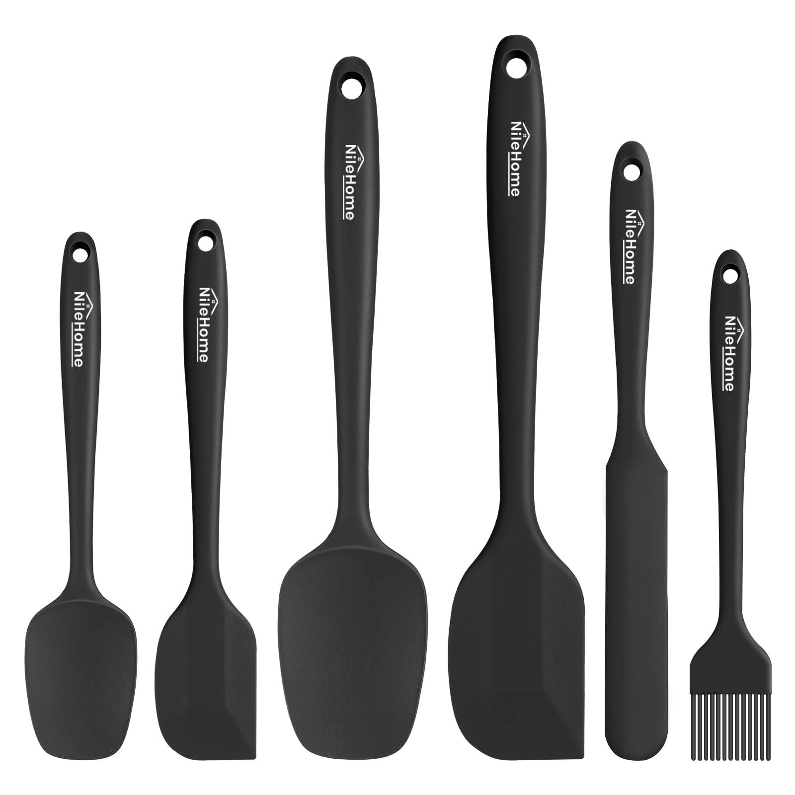 Silicone Spatula Set, 6 Pieces Food Grade Kitchen Utensils with Silicone Brush Heat Resistant BPA-free Rubber Spatula for Scraping, Baking, Cooking, Mixing