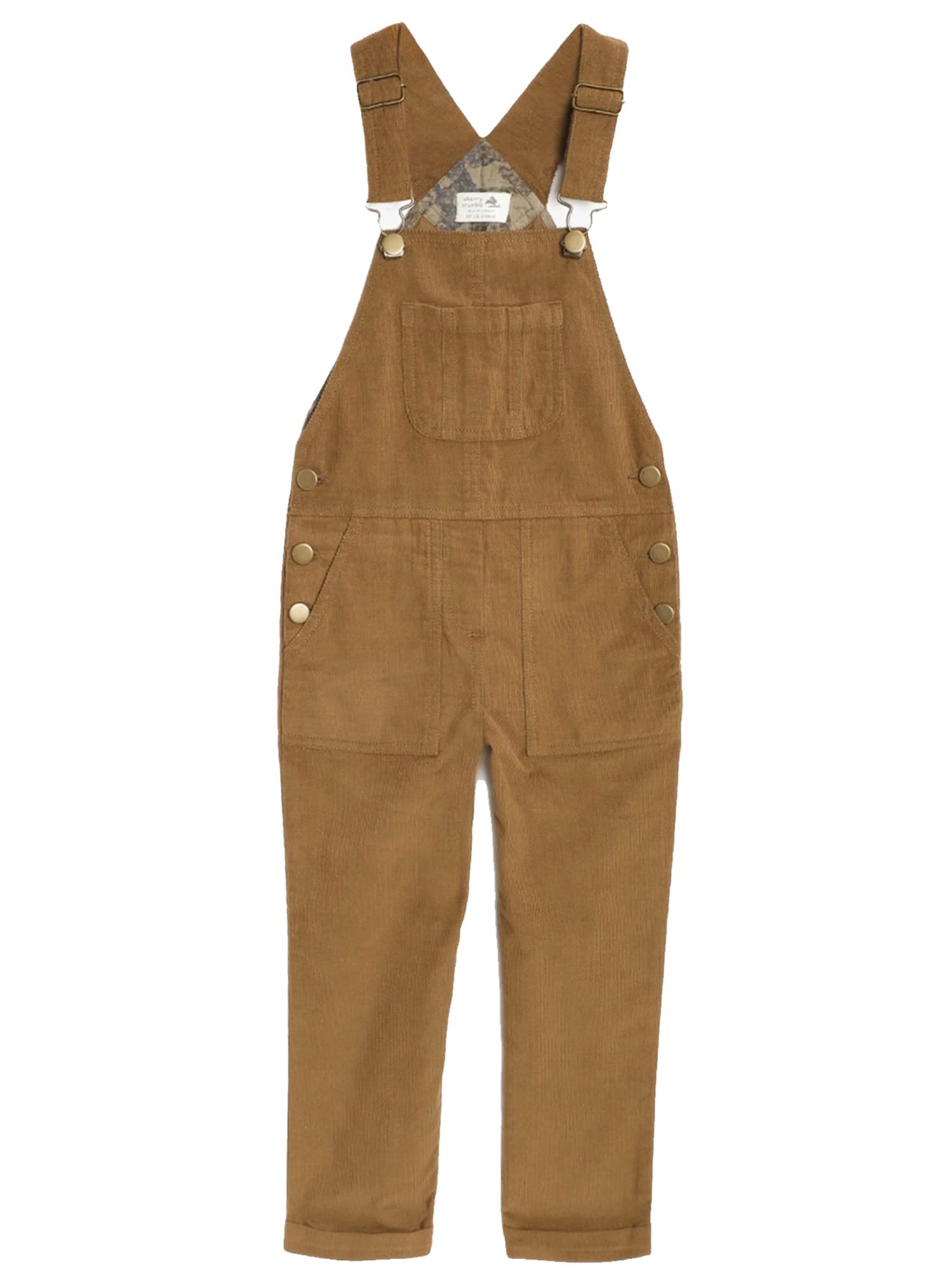 Cherry Crumble Brown Solid Cotton Blend Sleeveless Shoulder Straps Casual Wear Regular Summer Dungaree For Boys And Girls 1