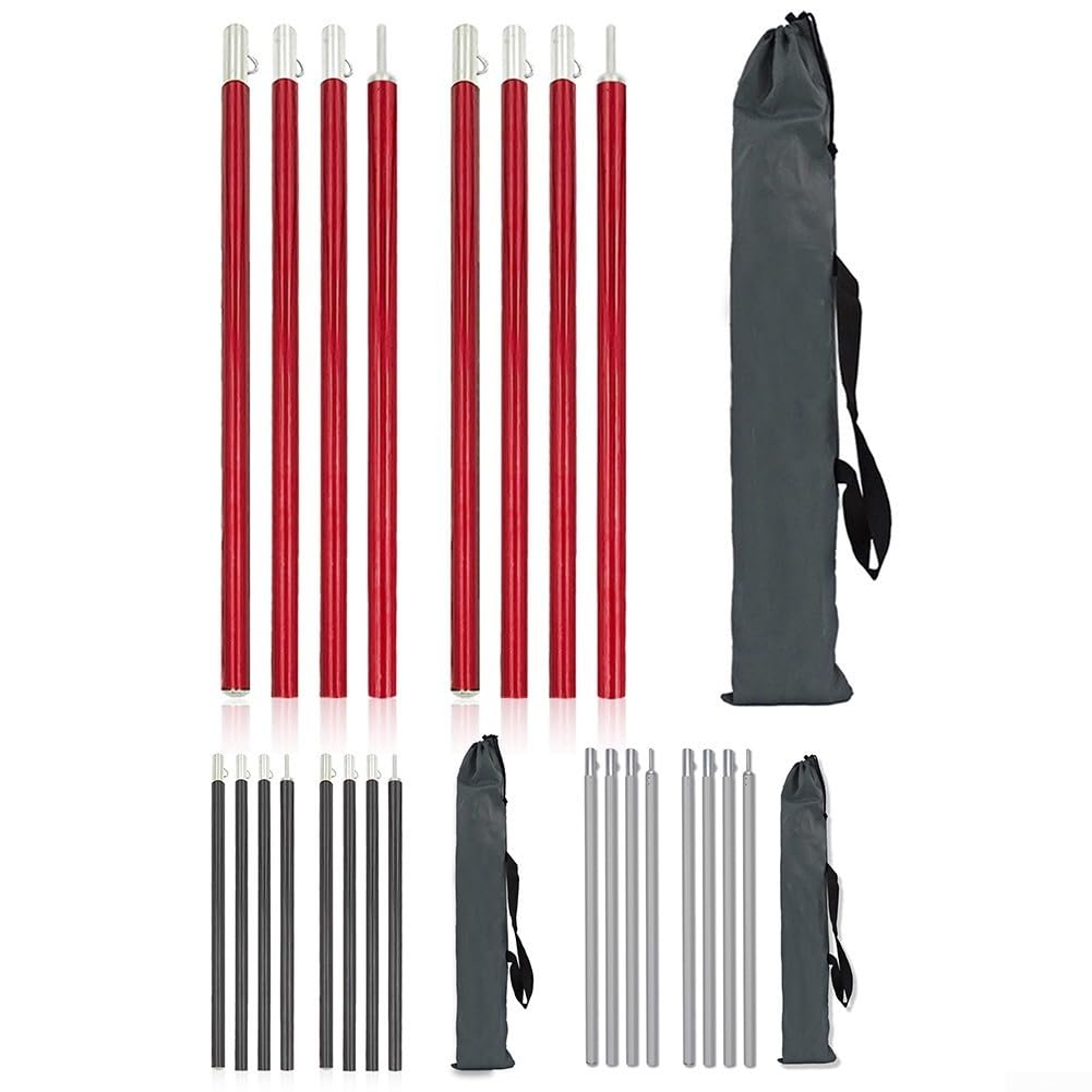 Pali Tenda 2m Alluminio 6061 Leggeri 2 Pali Tenda 2m Alluminio | Lega 6061, anti-, durevoli, 2 , ideali per uso prolungato(Red)