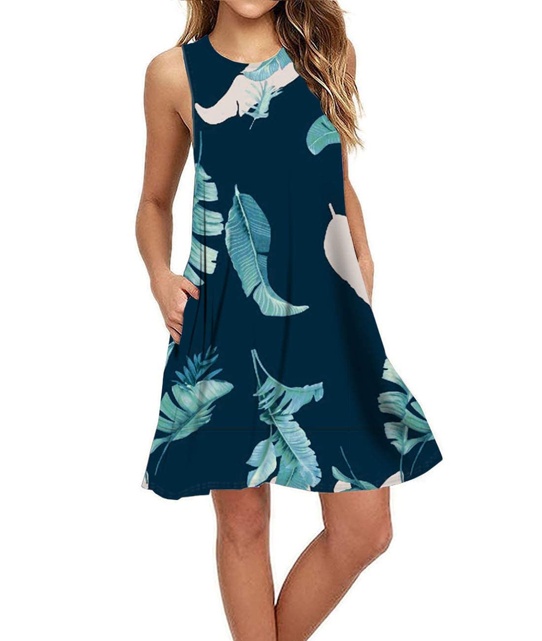 Summer Dresses for Women Casual Sleeveless Swing Sundress with Pockets